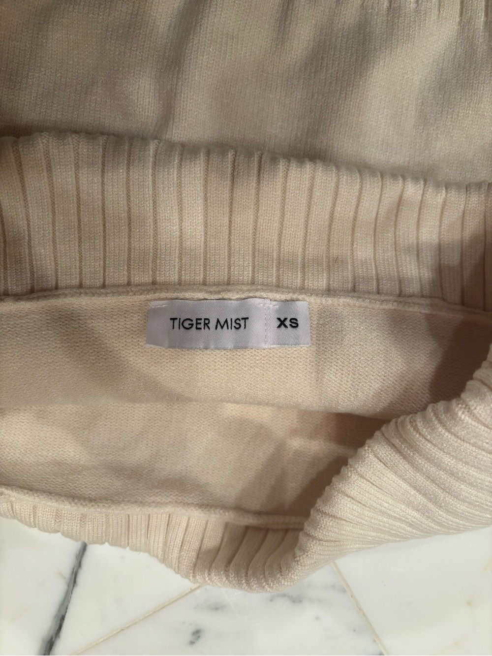 Off-Shoulder Cream Ribbed Sweater Top - Picture 9 of 9